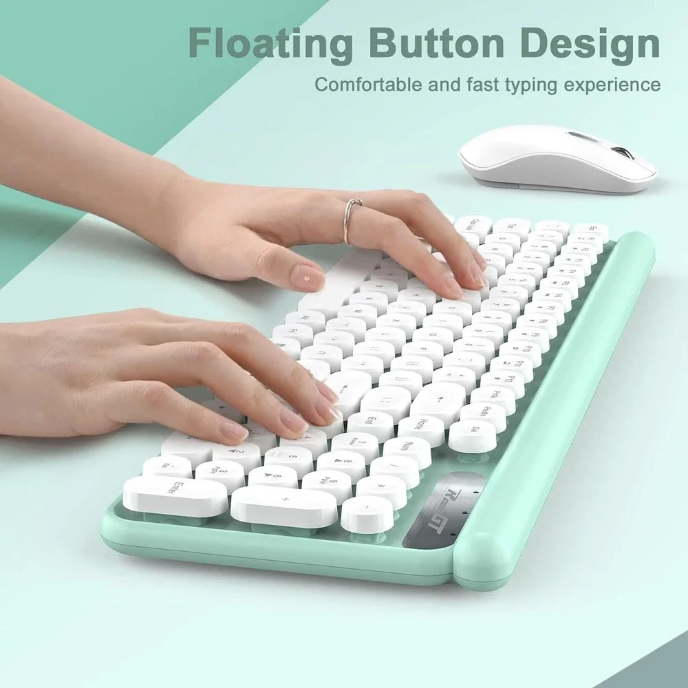 RaceGT LT400 2.4GHz Wireless Retro Keyboard Mouse Combo Cyan‎ USB